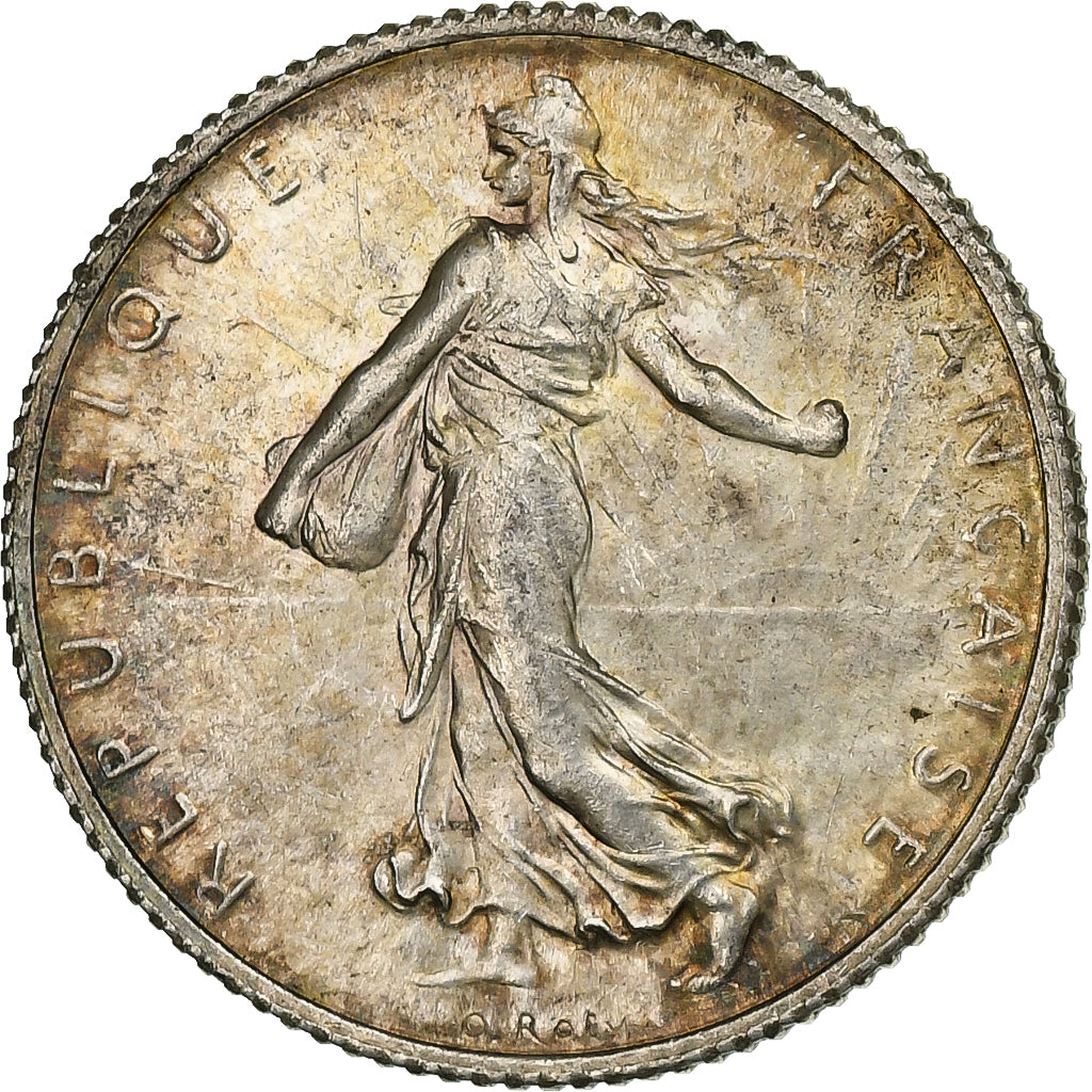 Francja, Semeuse, Franc, 1916, Paris, MS(60-62), Srebro, KM:844.1, Gadoury:467