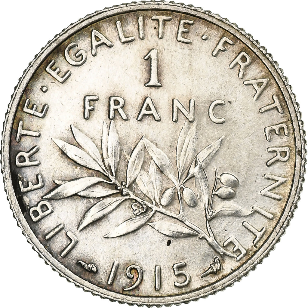 Coin, France, Semeuse, Franc, 1915, Paris, MS(63), Silver, KM:844.1, Gadoury:467