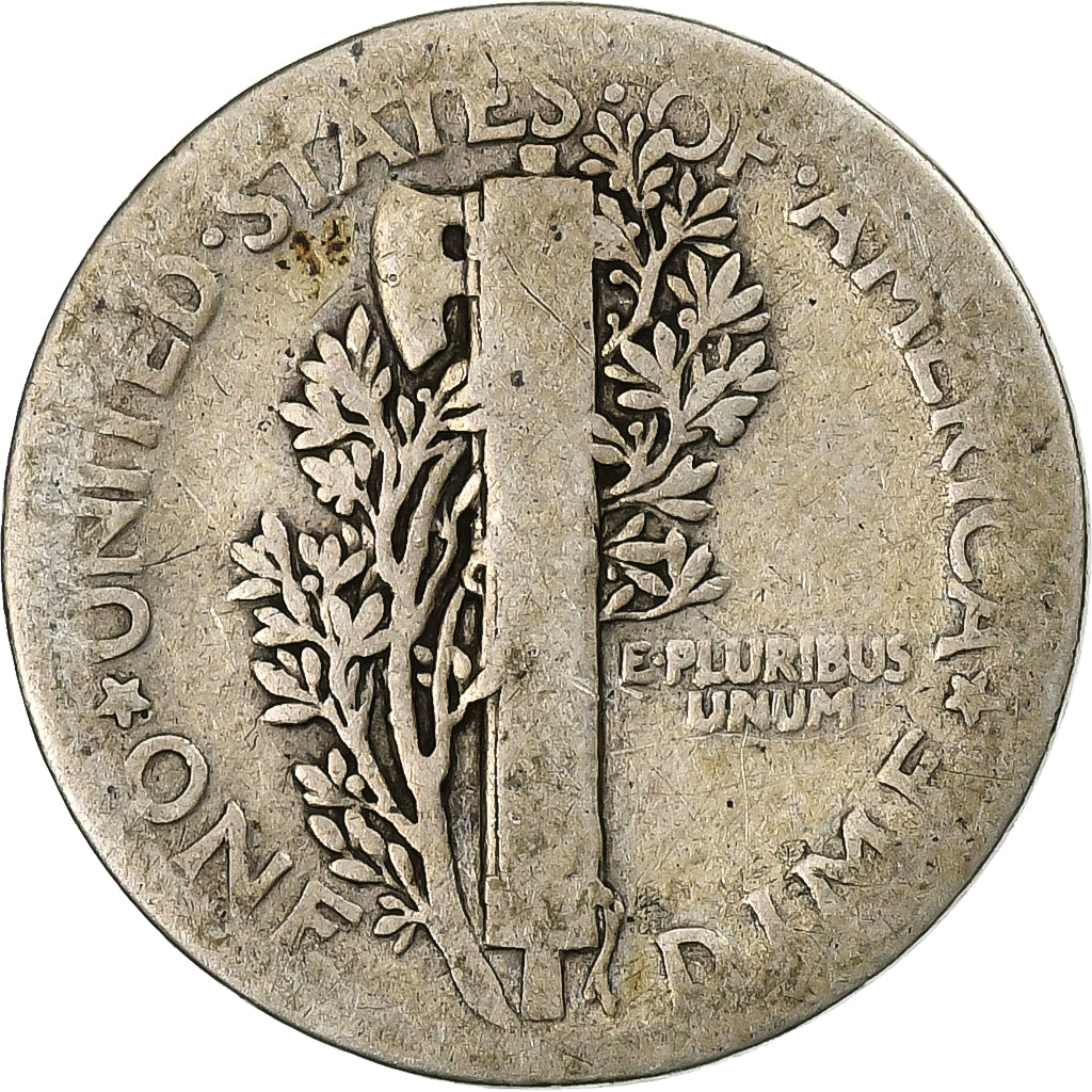 Monnaie, États-Unis, Mercury Dime, Dime, 1919, U.S. Mint, Philadelphie, TB