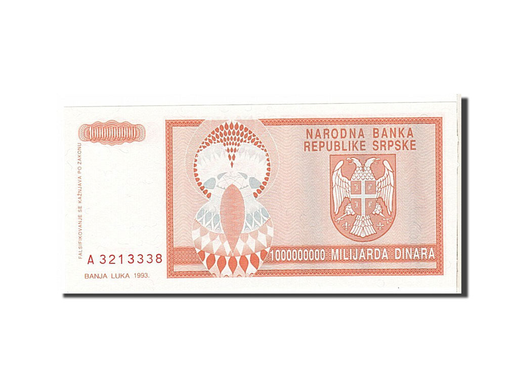 Banknote, Bosnia - Herzegovina, 1 Milliard Dinara, 1993, KM:147a, UNC(65-70)