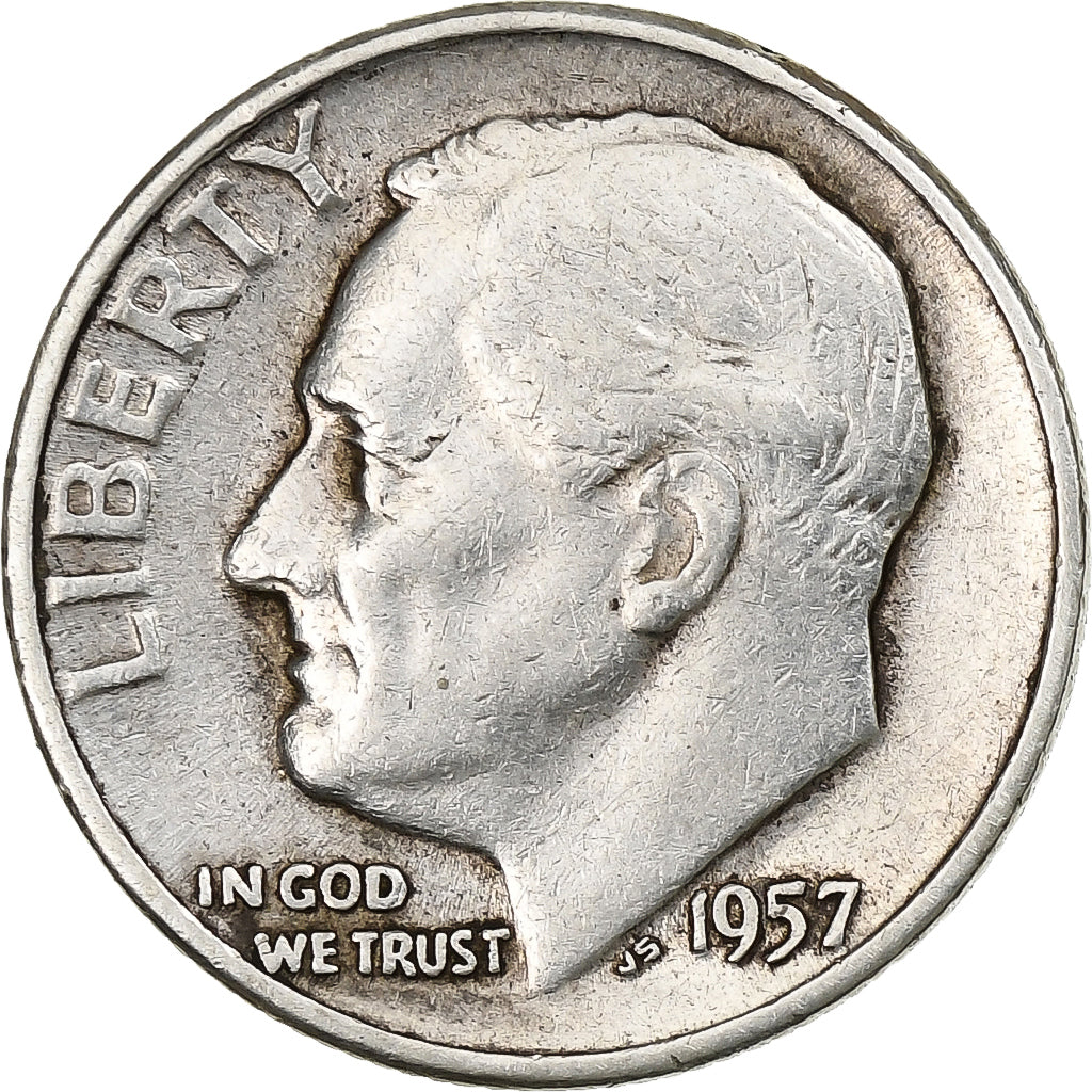 Coin, United States, Roosevelt Dime, Dime, 1957, U.S. Mint, Philadelphia