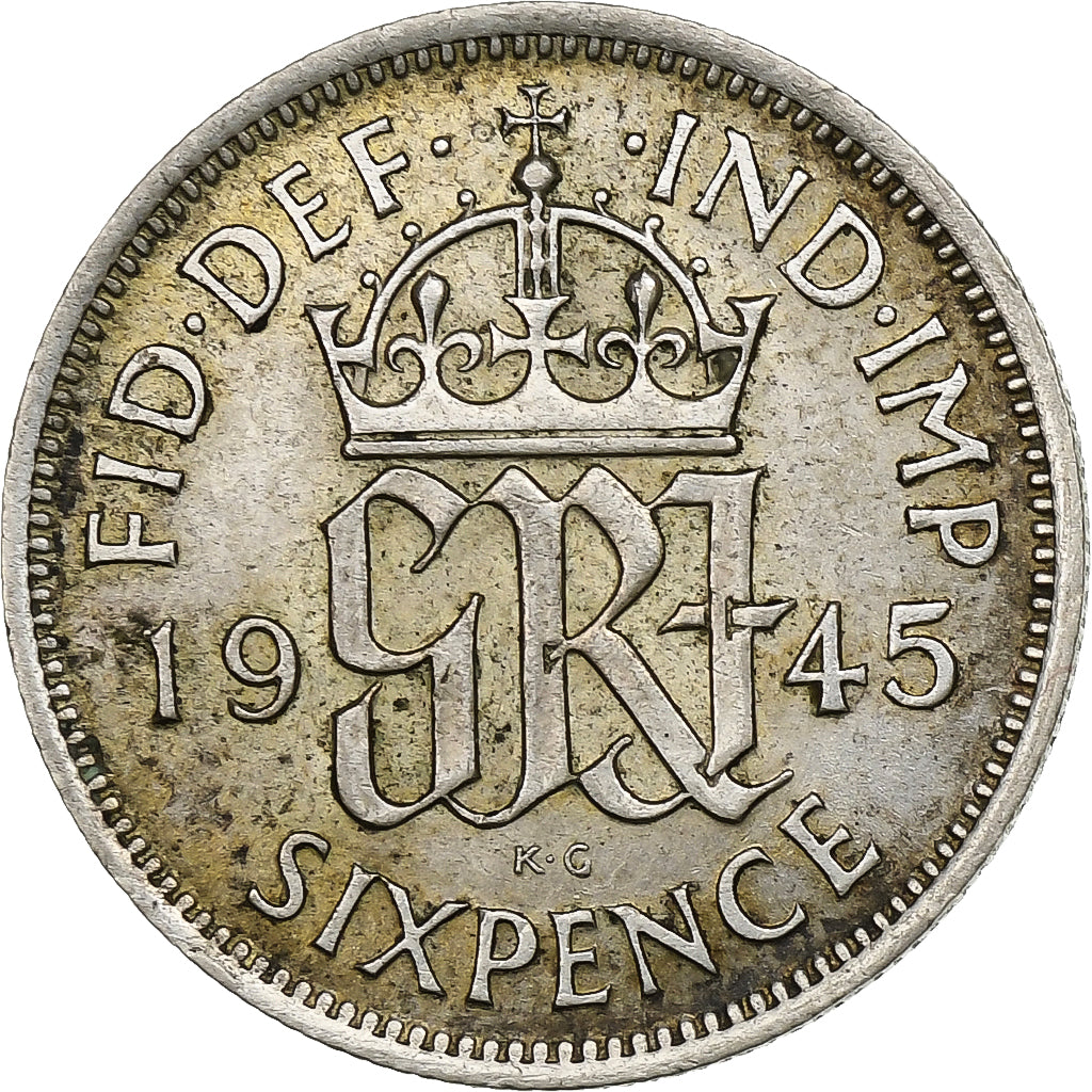 Zuid Afrika, George VI, 6 Pence, 1945, Zilver, ZF, KM:177