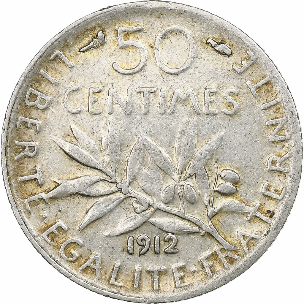 France, 50 Centimes, 1912, Paris, EF(40-45), Silver