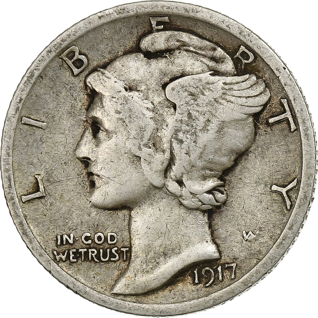 Moneta, Stati Uniti, Mercury Dime, Dime, 1917, U.S. Mint, Philadelphia, BB