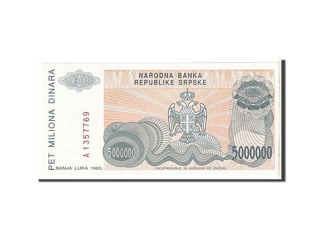 Banknote, Bosnia - Herzegovina, 5,000,000 Dinara, 1993, KM:153a, UNC(63)