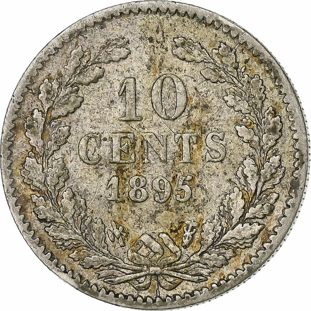 Monnaie, Pays-Bas, Wilhelmina I, 10 Cents, 1895, TB+, Argent, KM:116