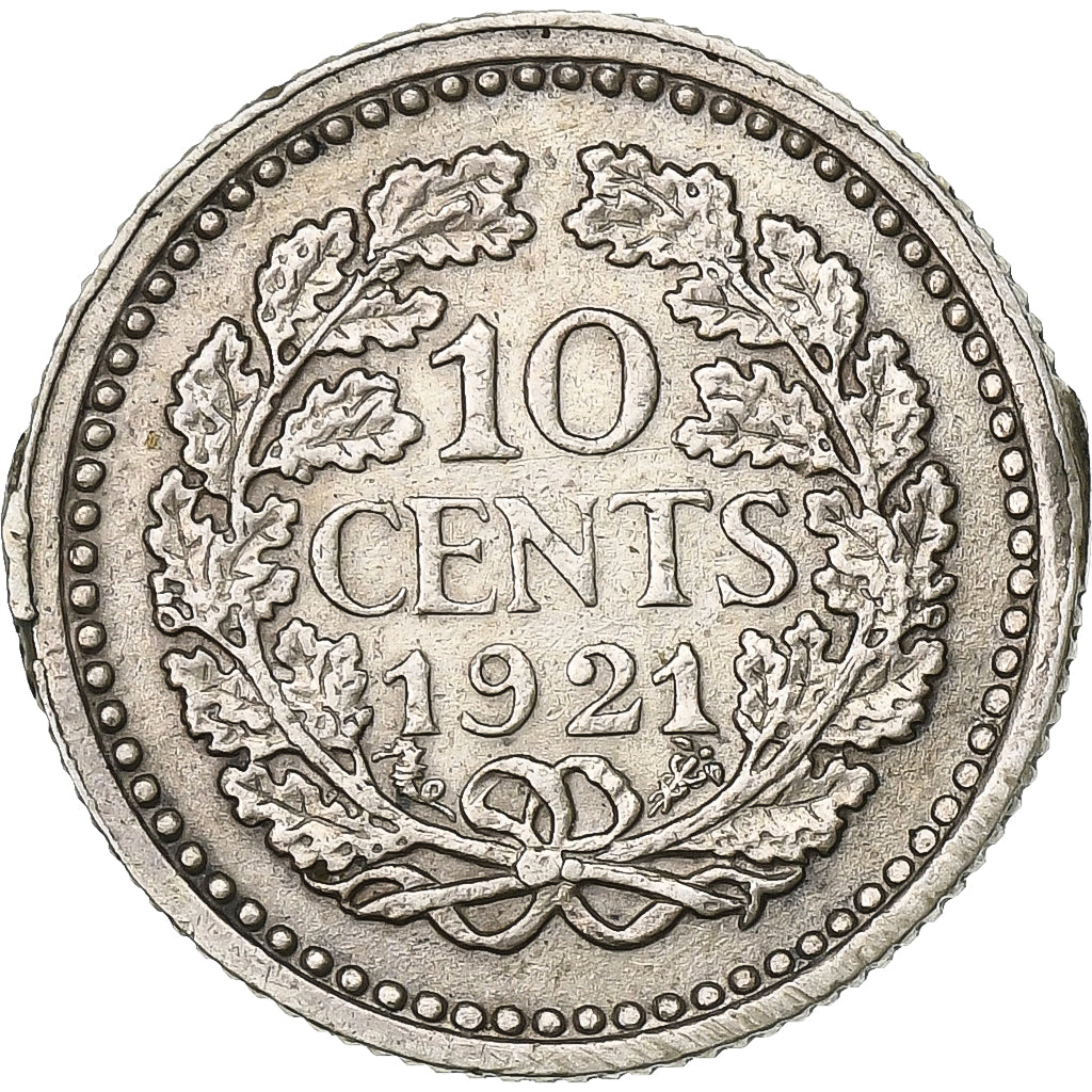 Pays-Bas, Wilhelmina I, 10 Cents, 1921, Argent, TTB, KM:145