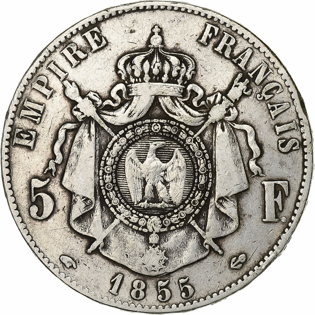 France, Napoléon III, 5 Francs, 1855, Paris, Argent, TB, Gadoury:734, KM:782.1
