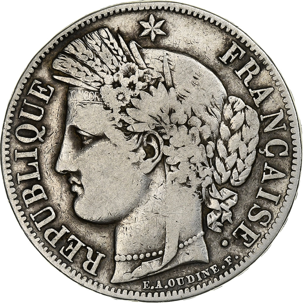 France, Cérès, 5 Francs, 1850, Paris, TB+, Argent, KM:761.1, Gadoury:719