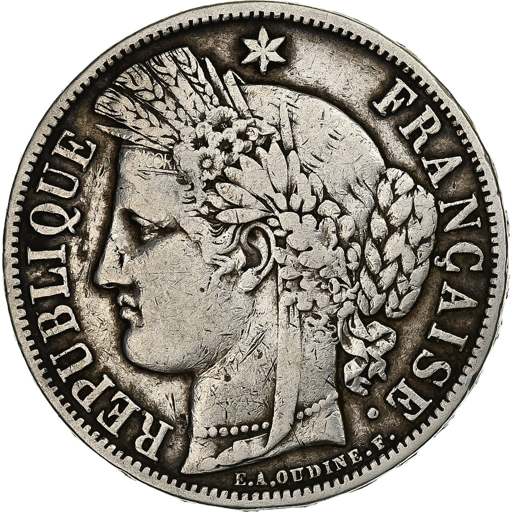 France, Cérès, 5 Francs, 1870, Paris, VF(30-35), Silver, KM:818.1, Gadoury:742