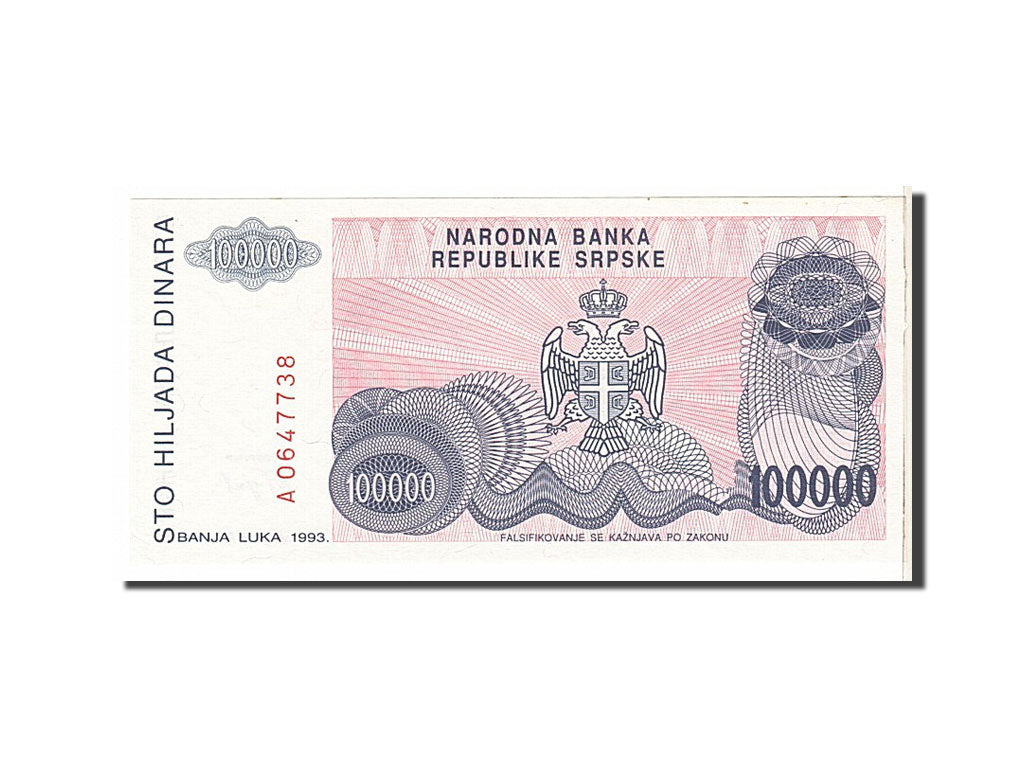 Banknote, Bosnia - Herzegovina, 100,000 Dinara, 1993, KM:151a, UNC(65-70)