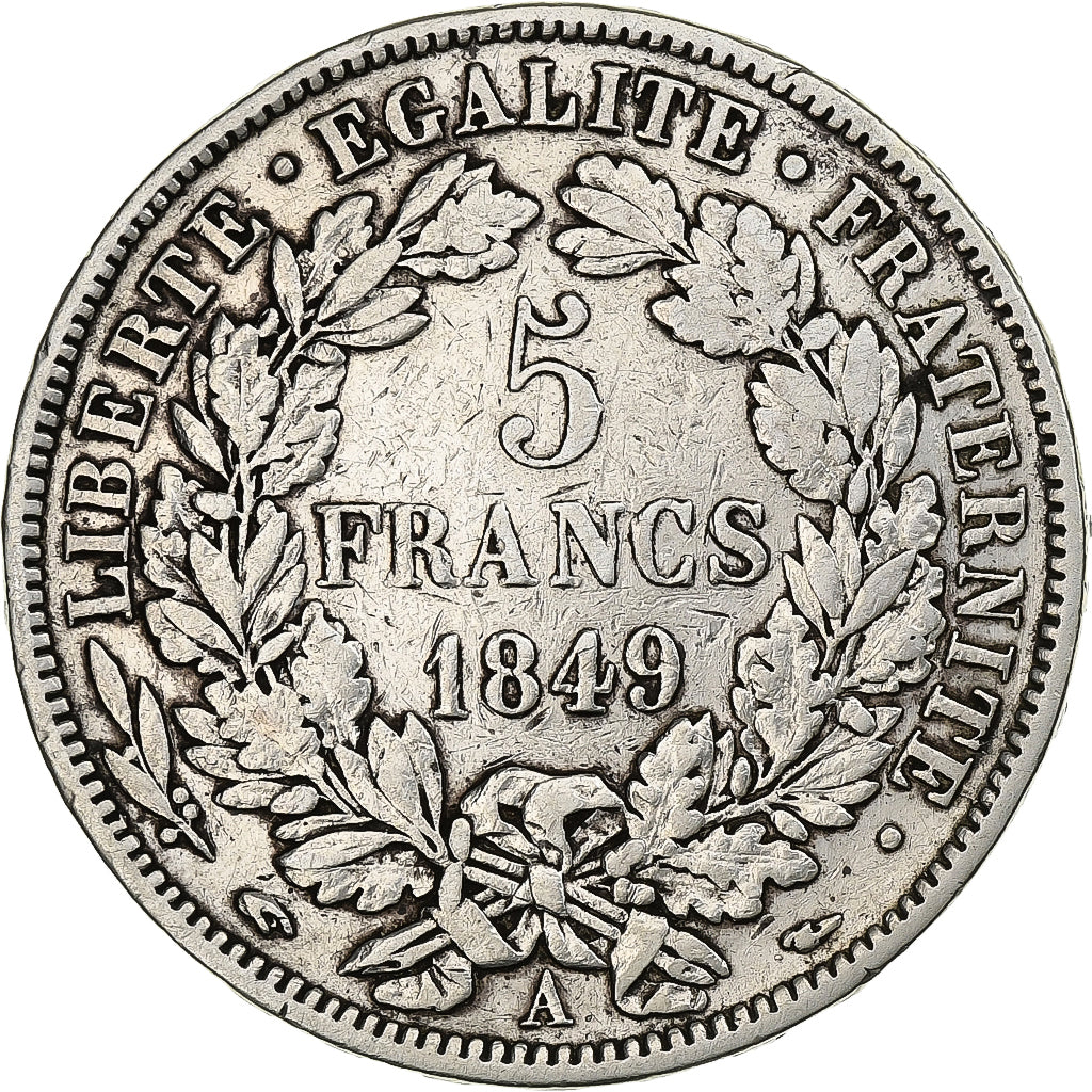 France, Cérès, 5 Francs, 1849, Paris, VF(30-35), Silver, KM:761.1, Gadoury:719