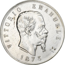 Coin, Italy, Vittorio Emanuele II, 5 Lire, 1875, Milan, AU(55-58), Silver