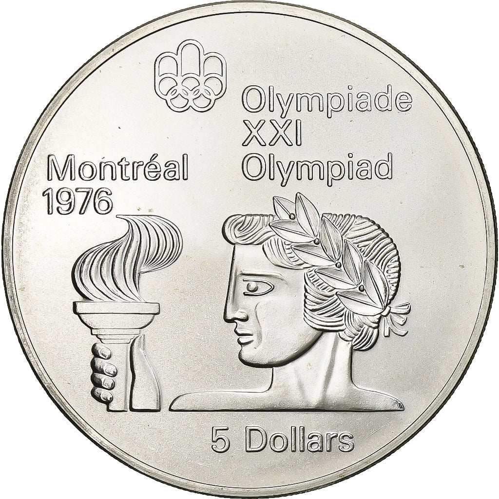 Coin, Canada, Elizabeth II, 1976 Olympics - Athlete with Torch, 5 Dollars, 1974
