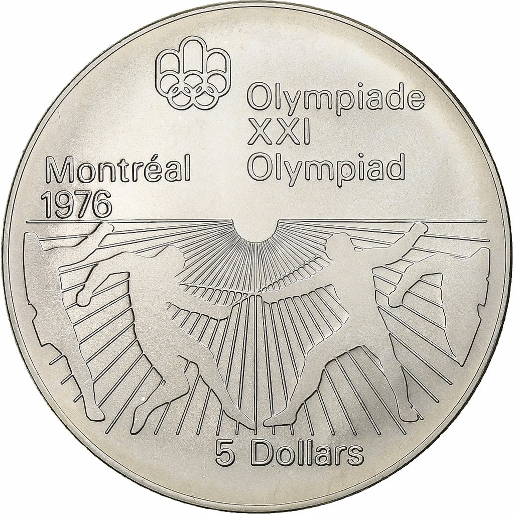 Moneta, Canada, Montréal XXI Olympiade, 5 Dollars, 1976, Ottawa, SPL, Argento