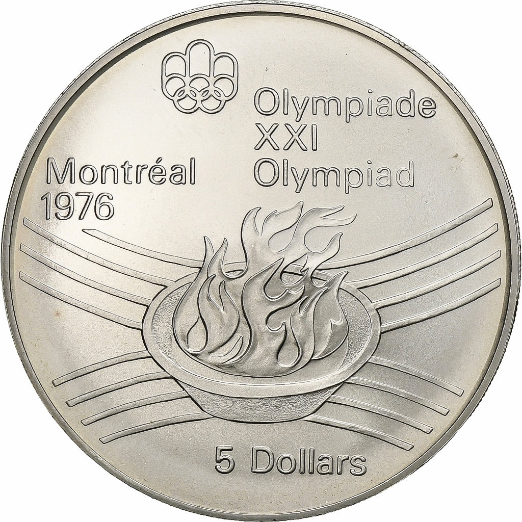 Moneta, Canada, Montréal XXI Olympiade, 5 Dollars, 1976, Ottawa, FDC, Argento