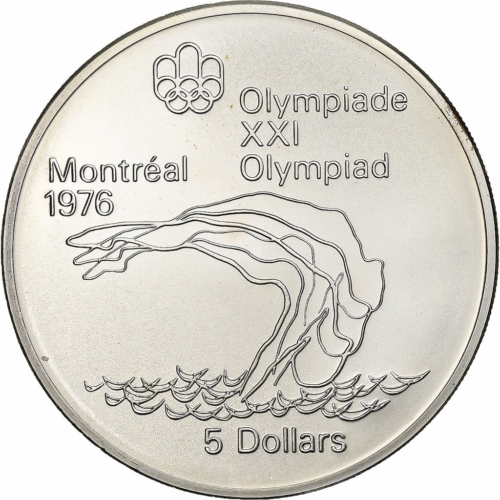 CANADA, 5 Dollars, 1975, Royal Canadian Mint, KM #101, MS(63), Silver, 38, 24.23