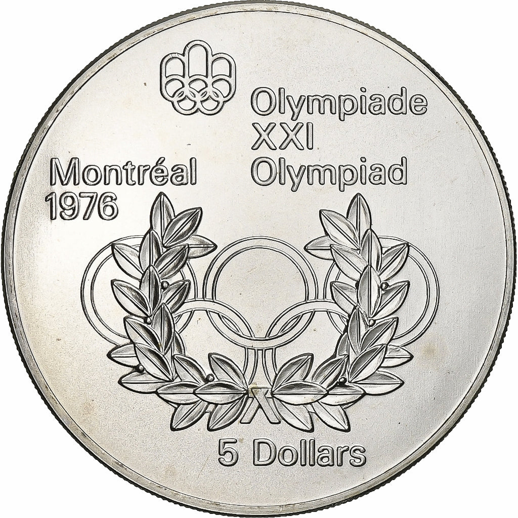 Moneta, Canada, Montréal XXI Olympiade, 5 Dollars, 1974, Ottawa, FDC, Argento