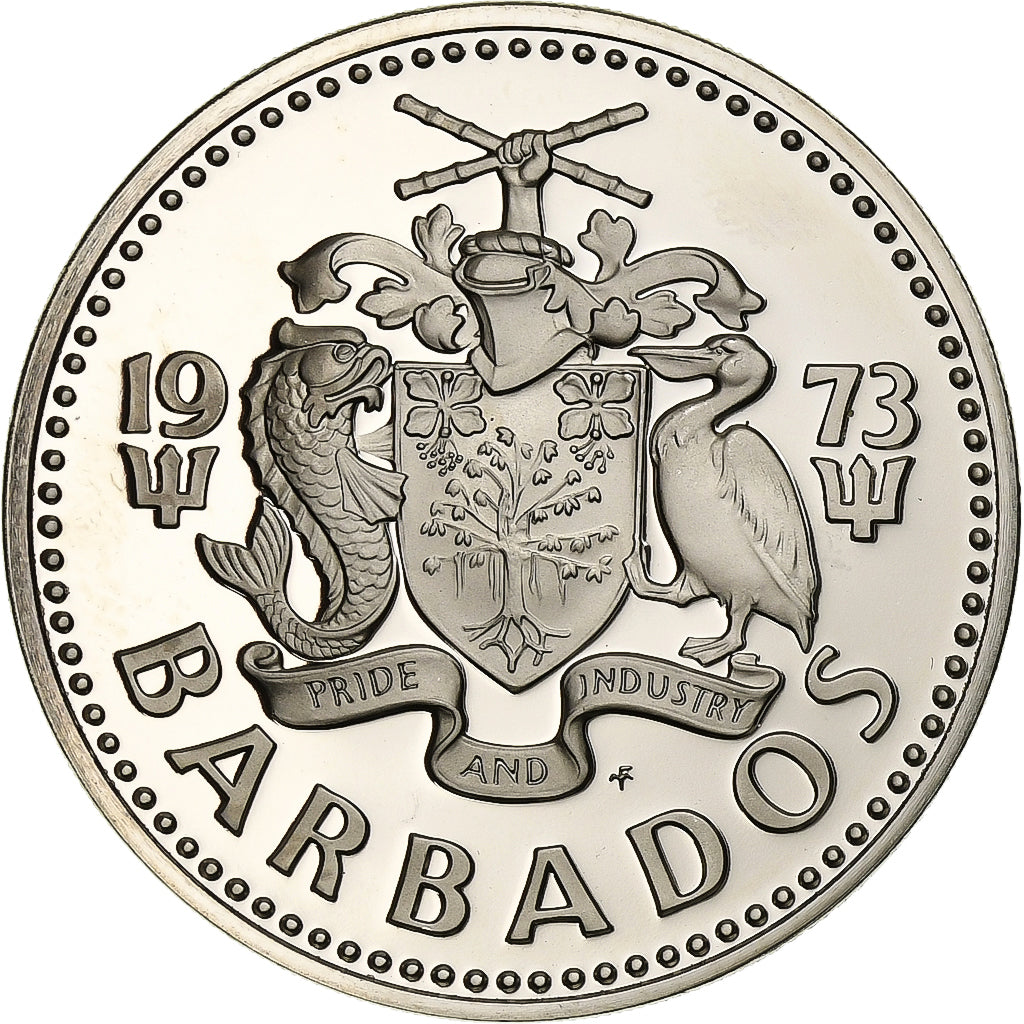 Moneta, Barbados, 2 Dollars, 1973, Franklin Mint, MS(65-70), Miedź-Nikiel
