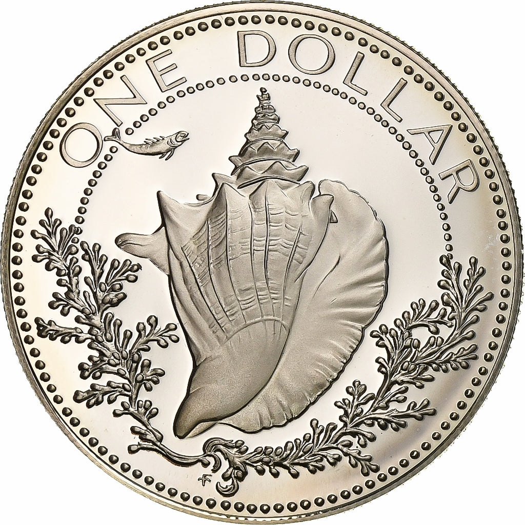 BAHAMAS, Dollar, 1974, Franklin Mint, KM #65a, MS(65-70), Silver, 34, 18.19