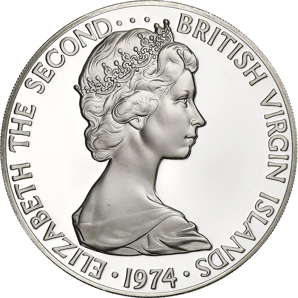 BRITISH VIRGIN ISLANDS, Dollar, 1974, Franklin Mint, KM #6, MS(65-70),...