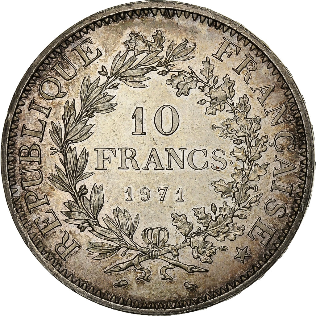 France, 10 Francs, Hercule, 1971, Paris, Silver, MS(63), KM:932