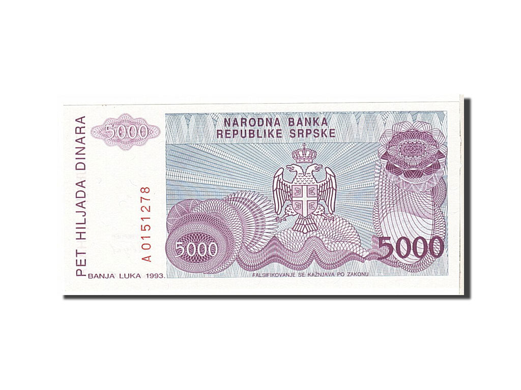 Banknote, Bosnia - Herzegovina, 5000 Dinara, 1993, KM:149a, UNC(63)