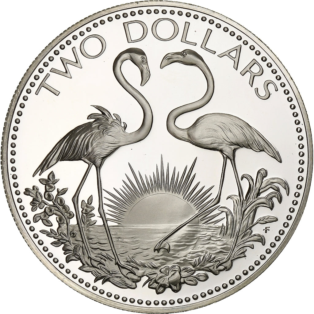 Bahamas, Elizabeth II, 2 Dollars, 1975, Franklin Mint, Proof, Silver, MS(65-70)