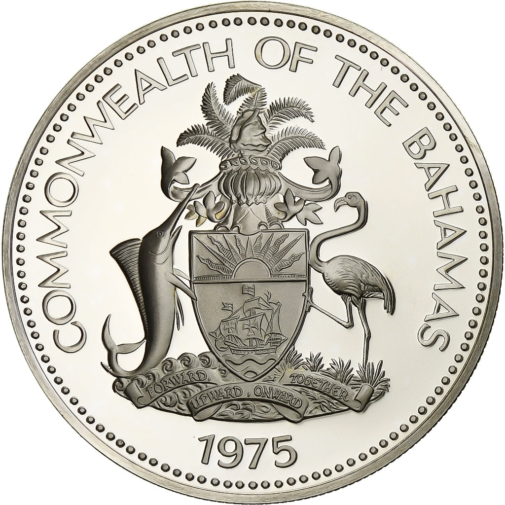 Bahamas, Elizabeth II, 2 Dollars, 1975, Franklin Mint, Proof, Silver, MS(65-70)