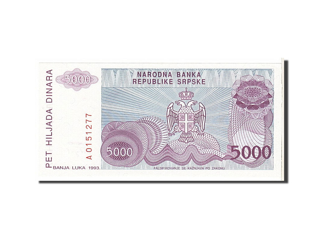 Banknote, Bosnia - Herzegovina, 5000 Dinara, 1993, KM:149a, UNC(63)