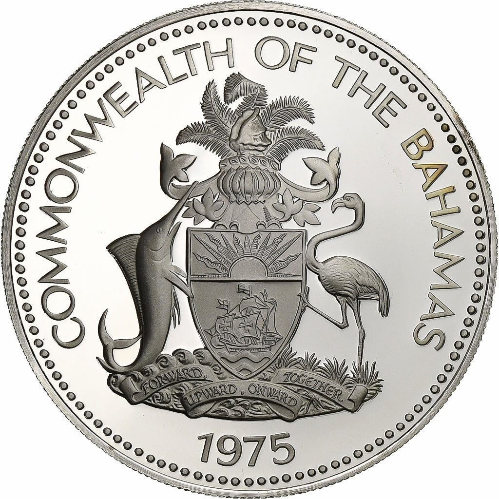 Coin, Bahamas, Elizabeth II, 5 Dollars, 1975, Franklin Mint, U.S.A., Proof