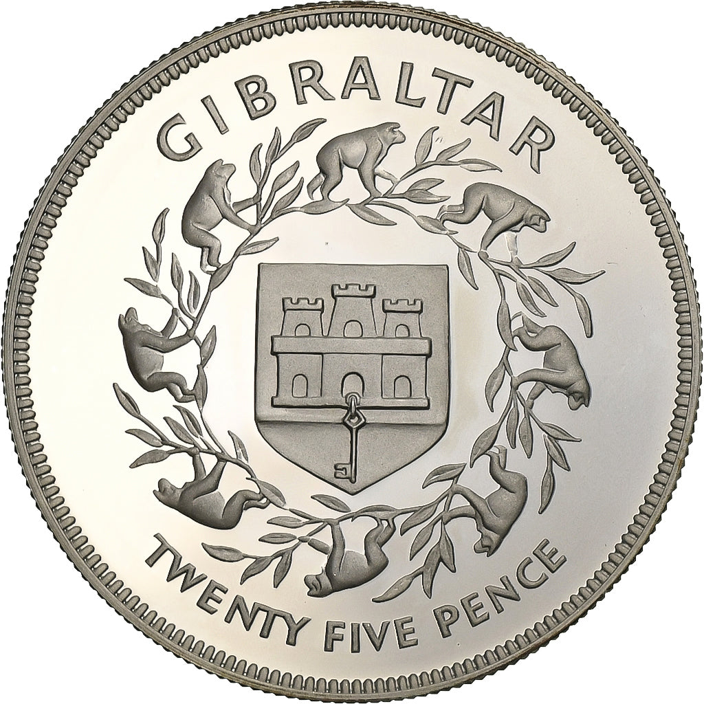 Coin, Gibraltar, Elizabeth II, 25 New Pence, 1977, Proof, MS(65-70), Silver