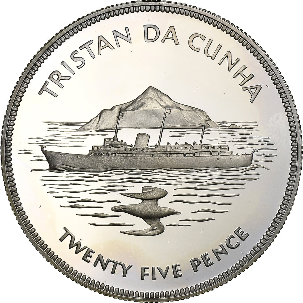 Munten, Tristan Da Cunha, Elizabeth II, 25 Pence, 1977, Franklin Mint, Proof