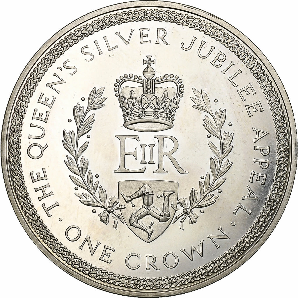 ISLE OF MAN, Crown, 1977, Pobjoy Mint, KM #41a, MS(63), Silver, 38.5, 28.36
