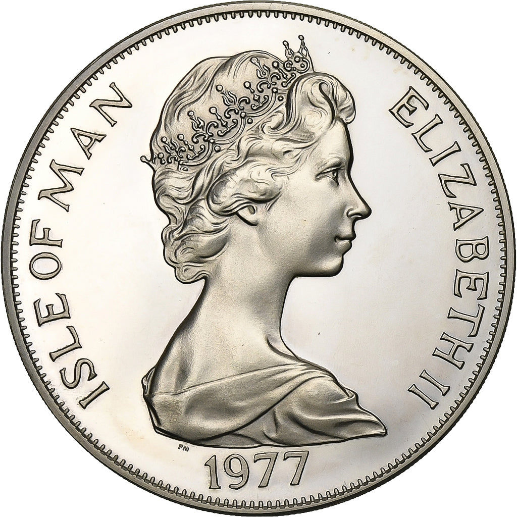 Isola di Man, Elizabeth II, Crown, 1977, SPL, Argento, KM:41a
