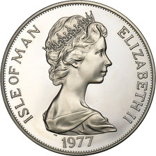 Isola di Man, Elizabeth II, Crown, 1977, SPL, Argento, KM:41a