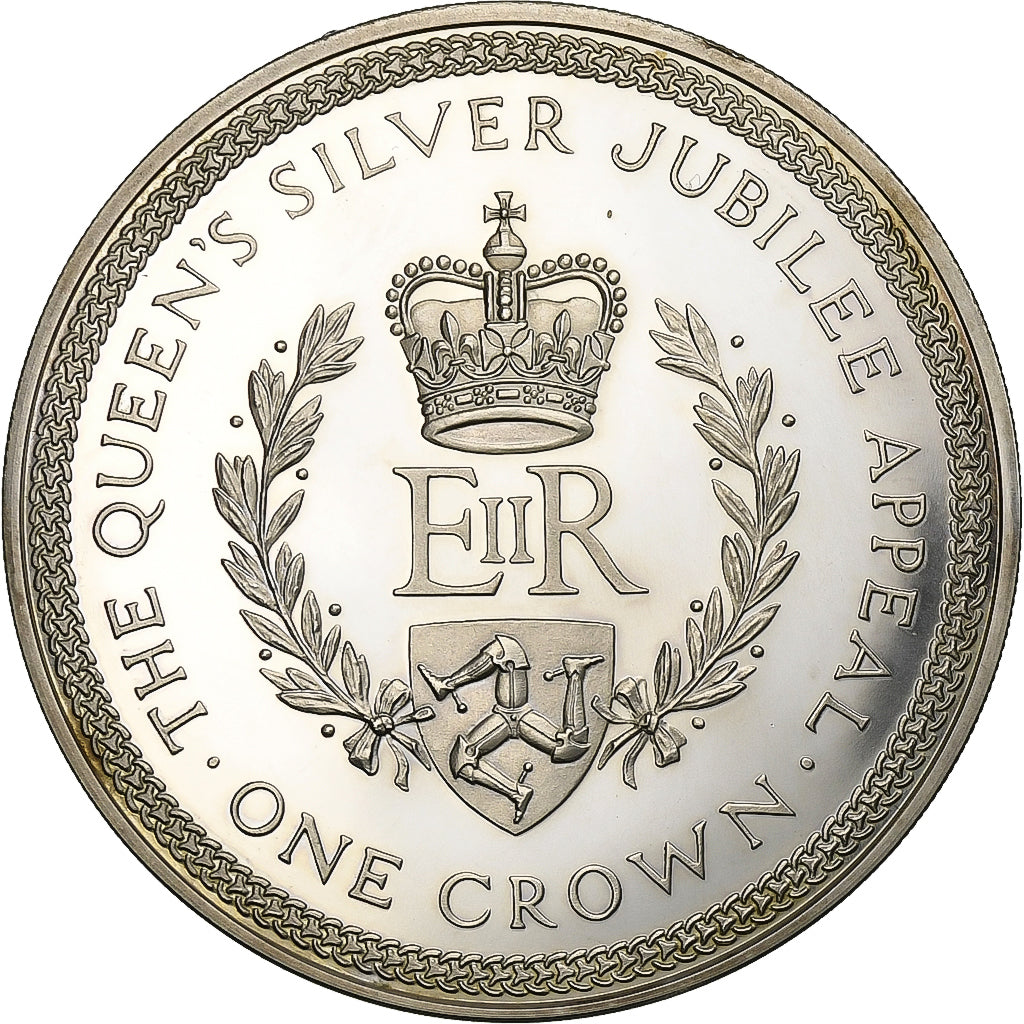 Isola di Man, Elizabeth II, Crown, 1977, SPL, Argento, KM:41a