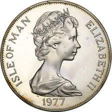 Isola di Man, Elizabeth II, Crown, 1977, SPL, Argento, KM:41a