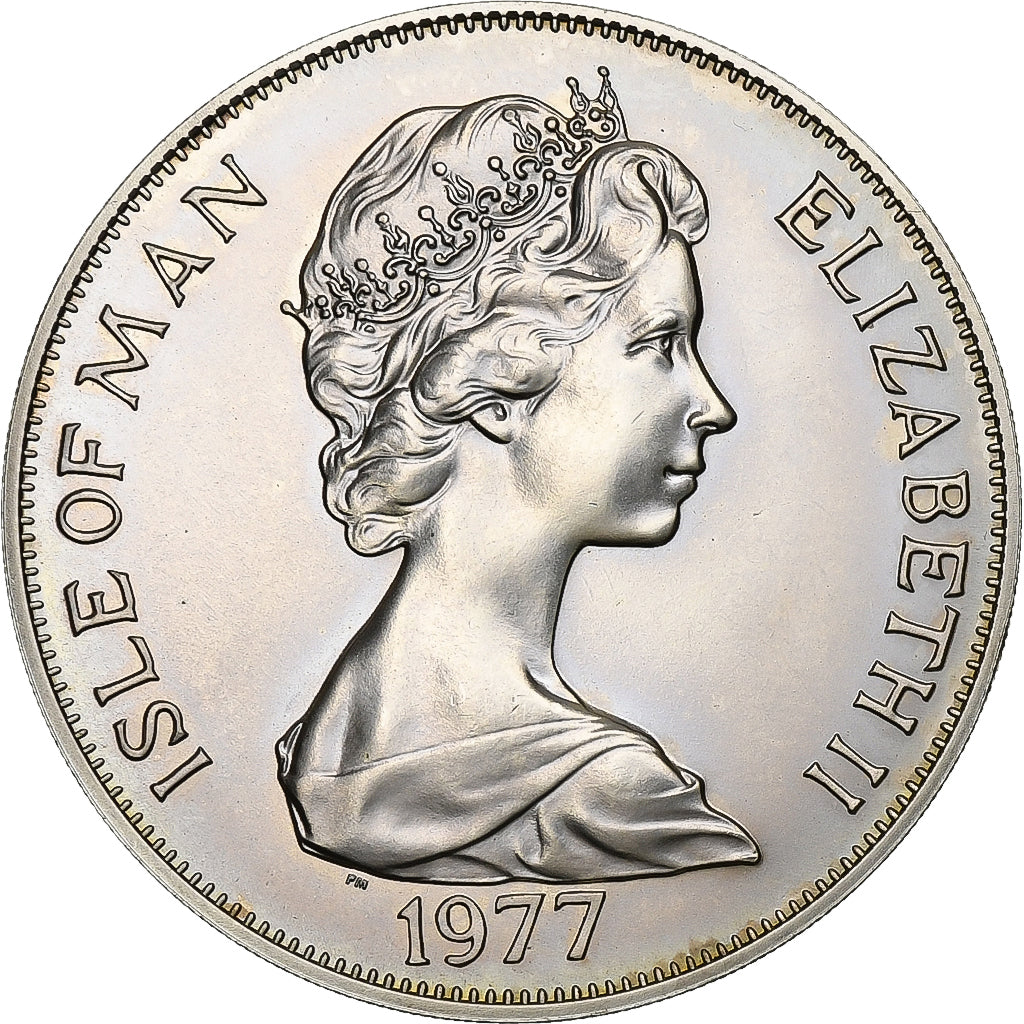 ISLE OF MAN, Crown, 1977, Pobjoy Mint, KM #41a, MS(63), Silver, 38.5, 28.36