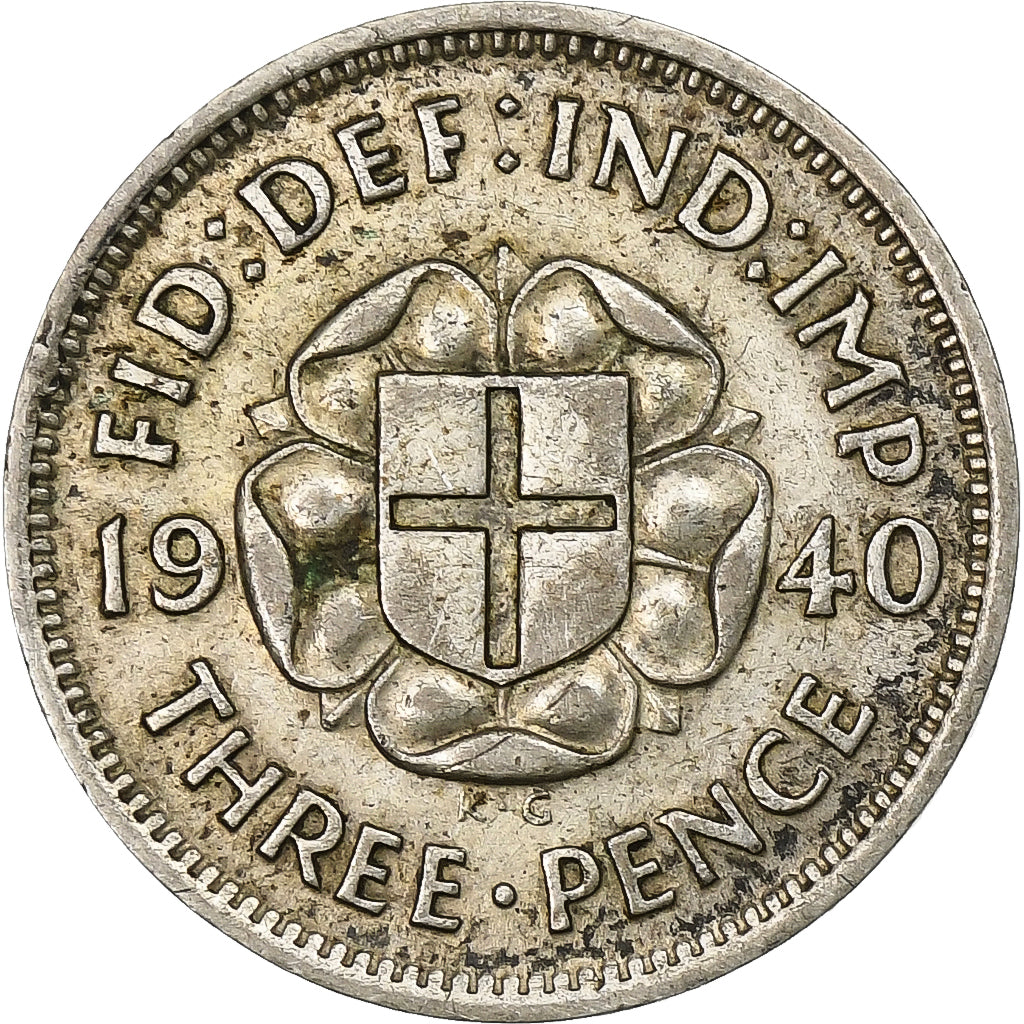 Wielka Brytania, George VI, 3 Pence, 1940, Srebro, AU(50-53), KM:848