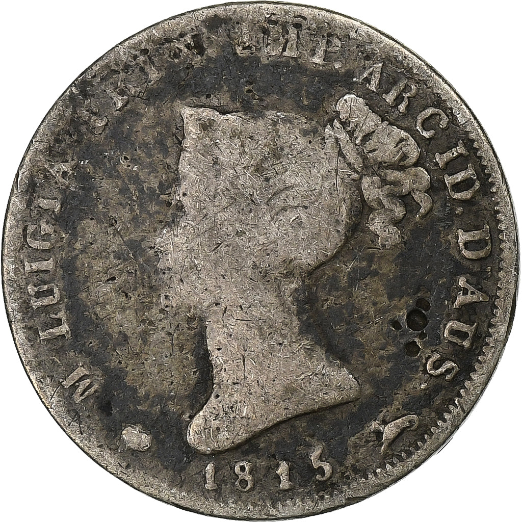ITALIAN STATES, PARMA, Maria Luigia, 10 Soldi, 1815, Parma, Silver, VF(20-25)