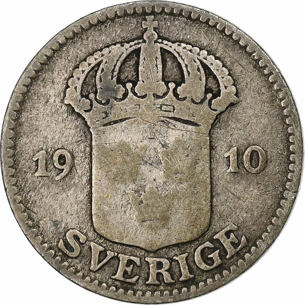 Monnaie, Suède, Gustaf V, 25 Öre, 1910, TB+, Argent, KM:785