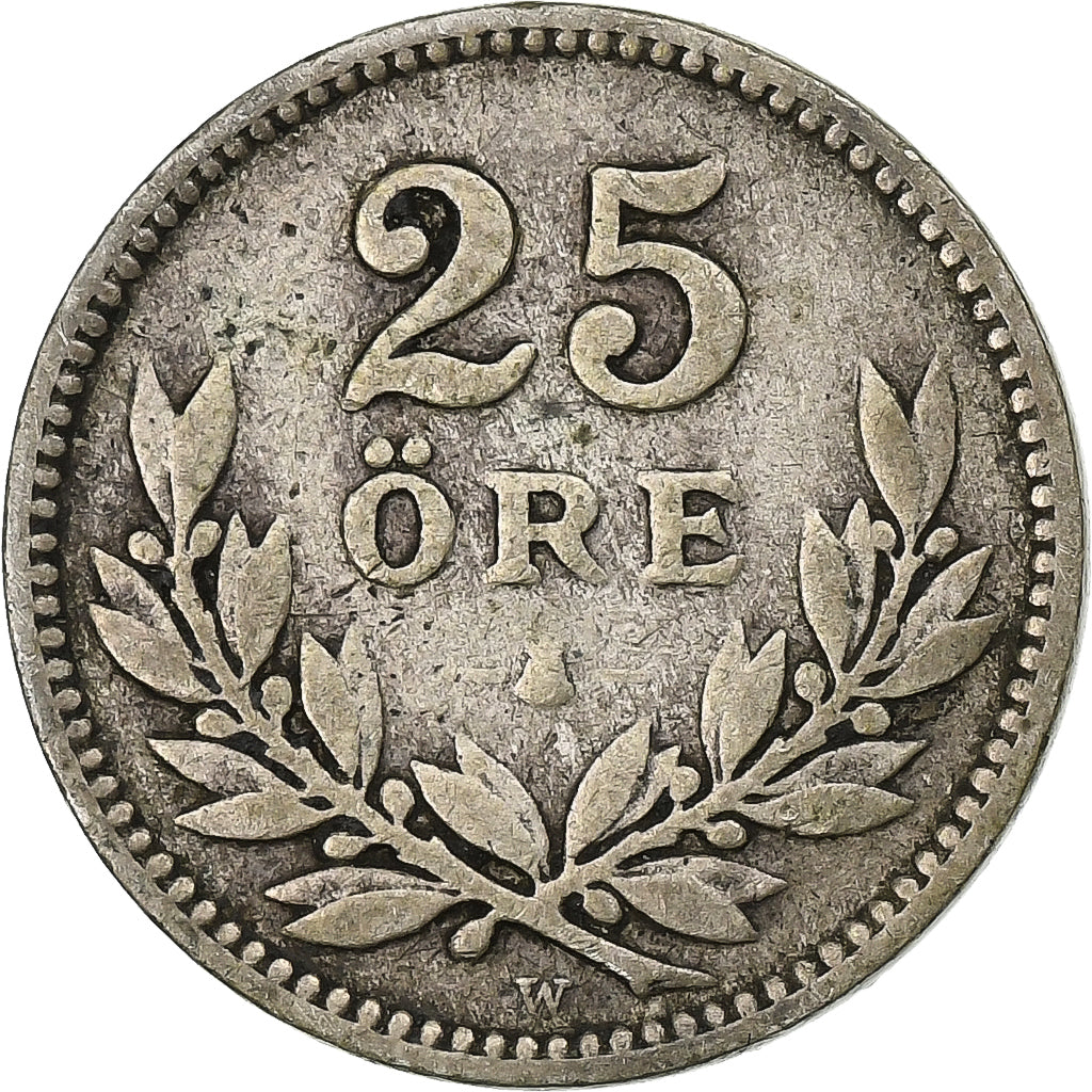 Monnaie, Suède, Gustaf V, 25 Öre, 1910, TB+, Argent, KM:785