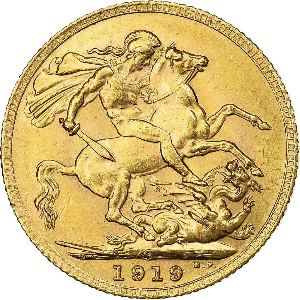 Grande-Bretagne, George V, Souverain, 1919, Ottawa, Or, TTB, KM:Pn177