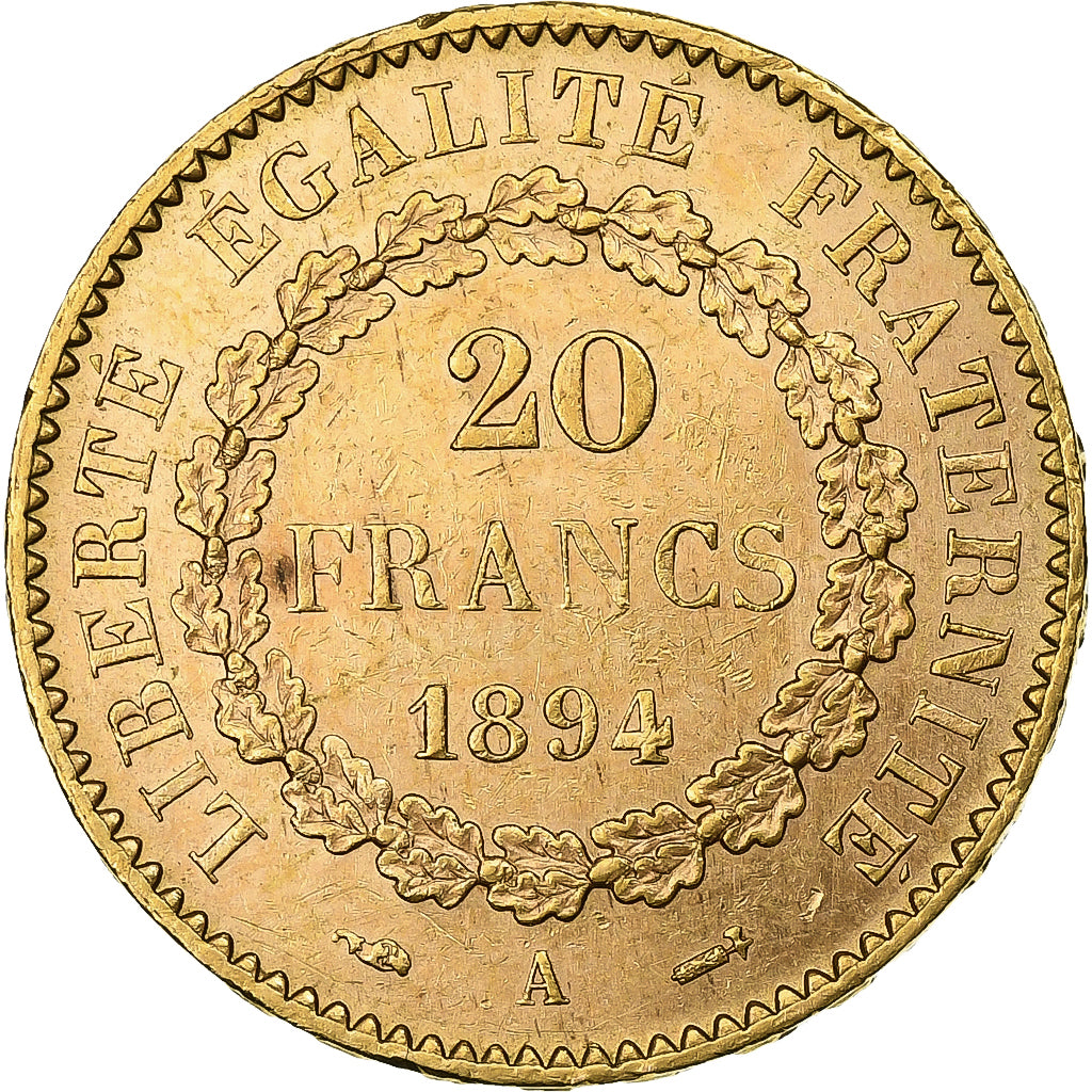 Munten, Frankrijk, Génie, 20 Francs, 1894, Paris, ZF+, Goud, KM:825