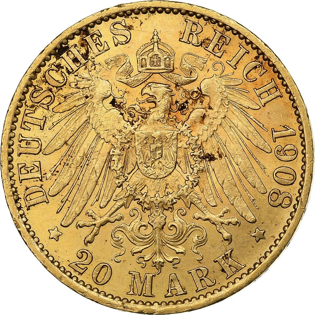 Monnaie, Etats allemands, PRUSSIA, Wilhelm II, 20 Mark, 1908, Berlin, SUP, Or