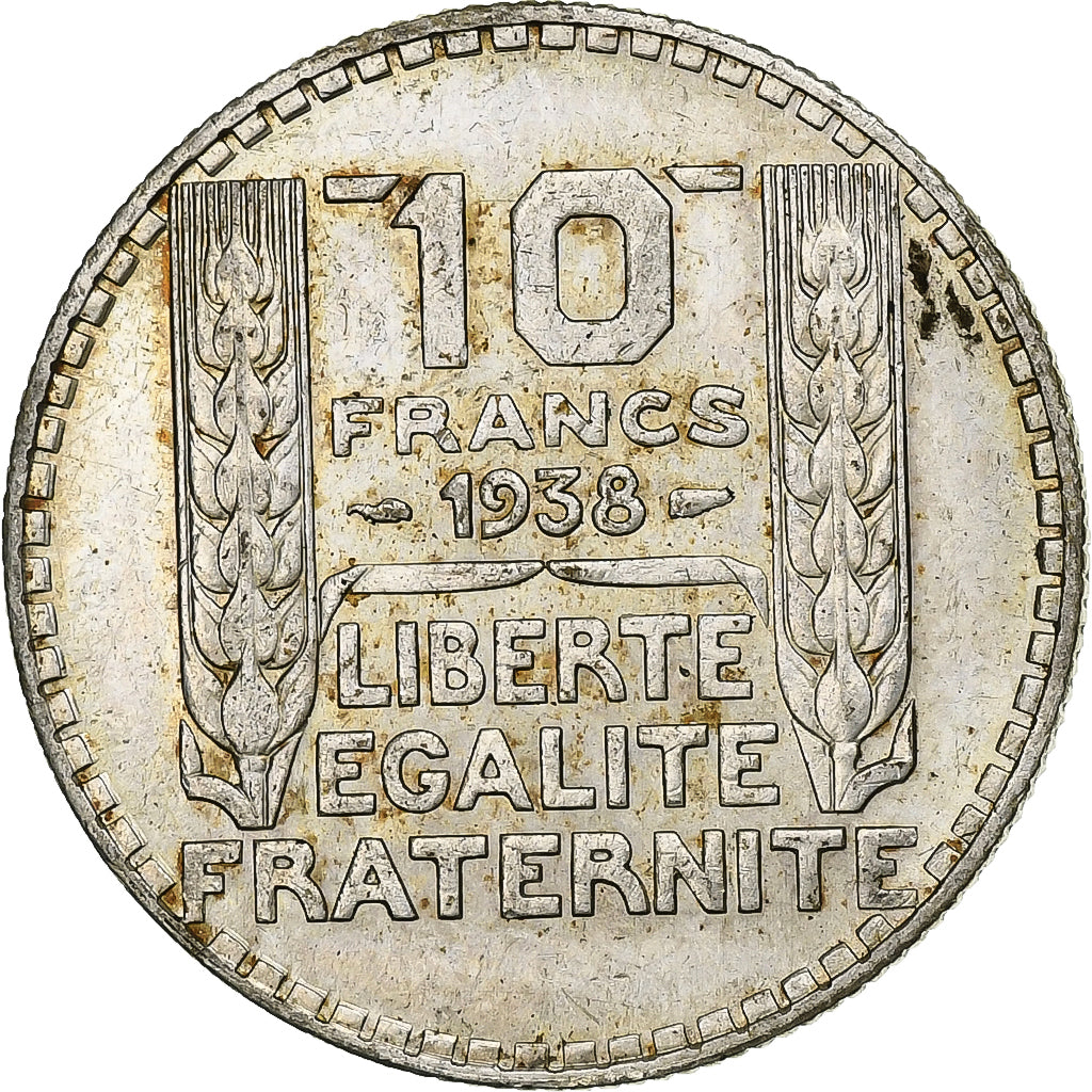 Munten, Frankrijk, Turin, 10 Francs, 1938, Paris, PR, Zilver, KM:878