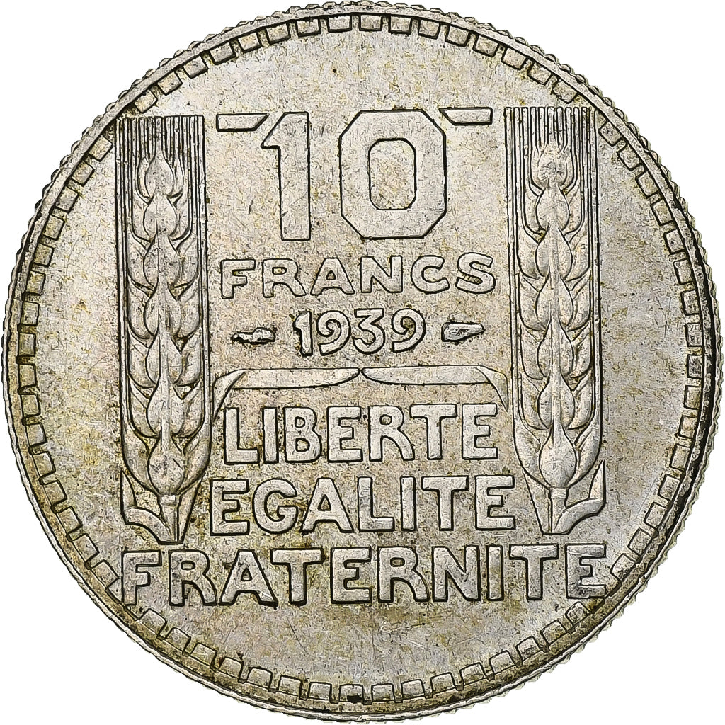 Moneta, Francja, Turin, 10 Francs, 1939, Paris, AU(50-53), Srebro, KM:878