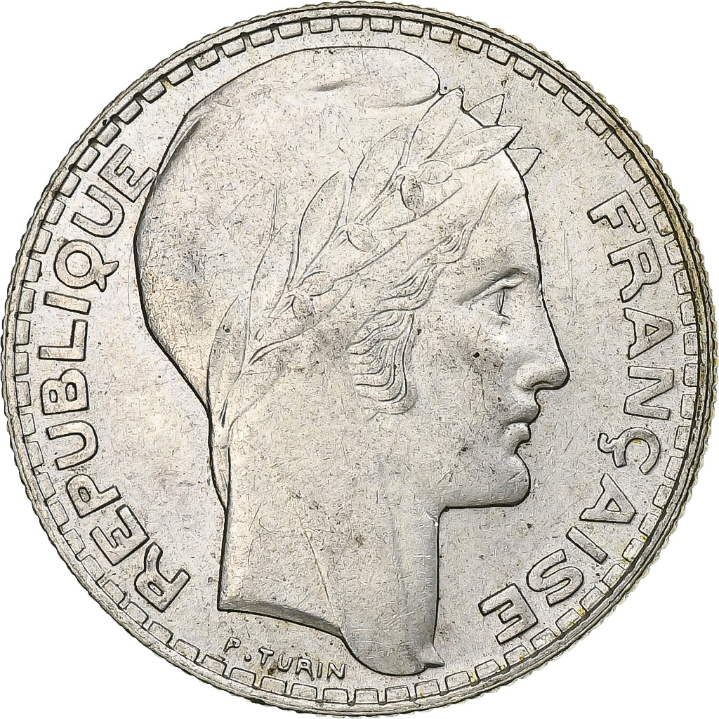 Francja, 10 Francs, Turin, 1938, Paris, Srebro, AU(50-53), Gadoury:801, KM:878