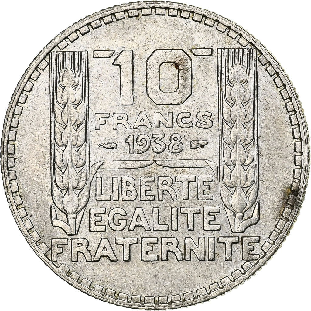Francja, 10 Francs, Turin, 1938, Paris, Srebro, AU(50-53), Gadoury:801, KM:878